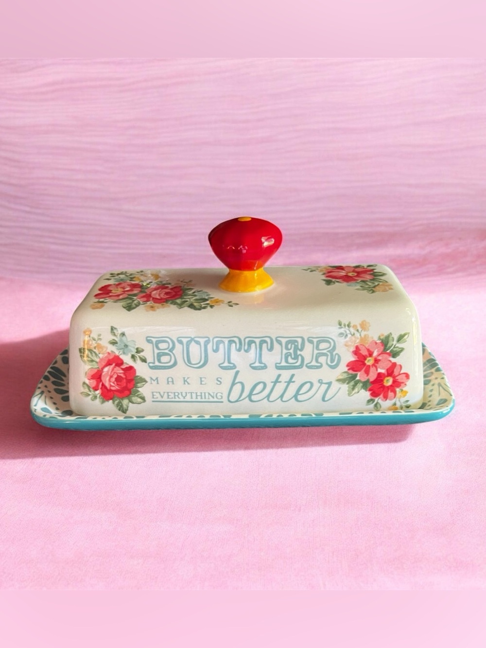 The Pioneer Woman vintage Floral  Ceramic Butter Dish Stoneware